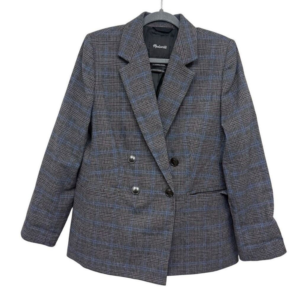 Madewell The Rosedale Blazer in Plaid wool Italian fabric blazer size 10